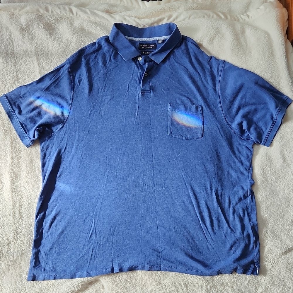 Roundtree & Yorke Blue Polo Shirt Classic Casual Style, SZ 2XT